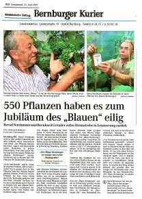 Pressebeitrag 550 Pflanzen haben es zum Jubil&auml;um des `Blauen� eilig MZ 23.06.2007